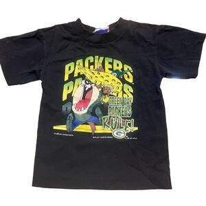 Vintage 1997 Green Bay Packers Taz Looney Tunes NFL Kids T Shirt Boy Small